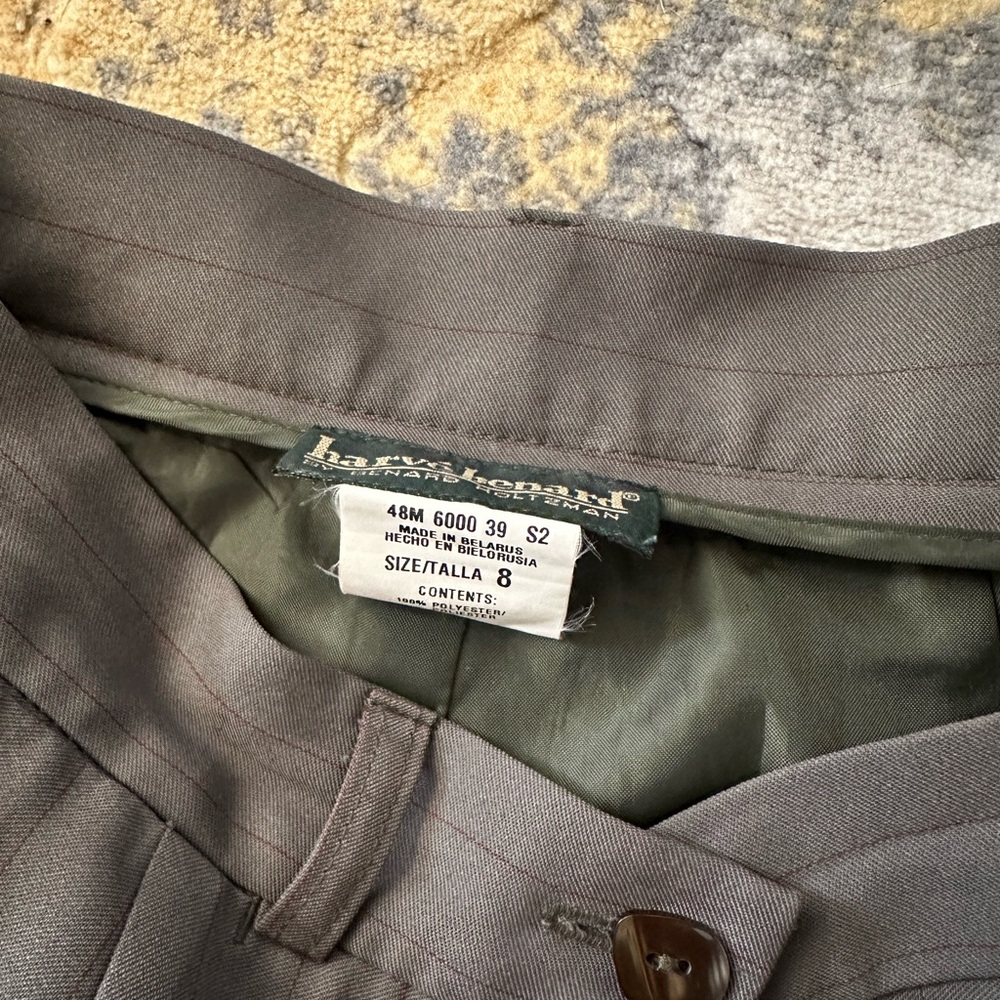 Green Dress Pants with Brown Stripes